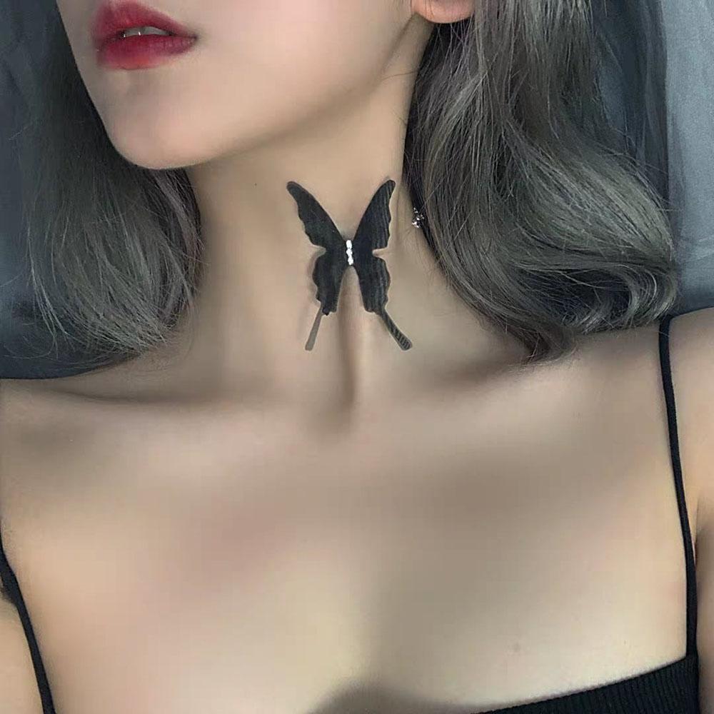 Sexy Fashion Accessories Trendy Club White Black Lace Women Choker Butterfly Necklace Party Jewelry