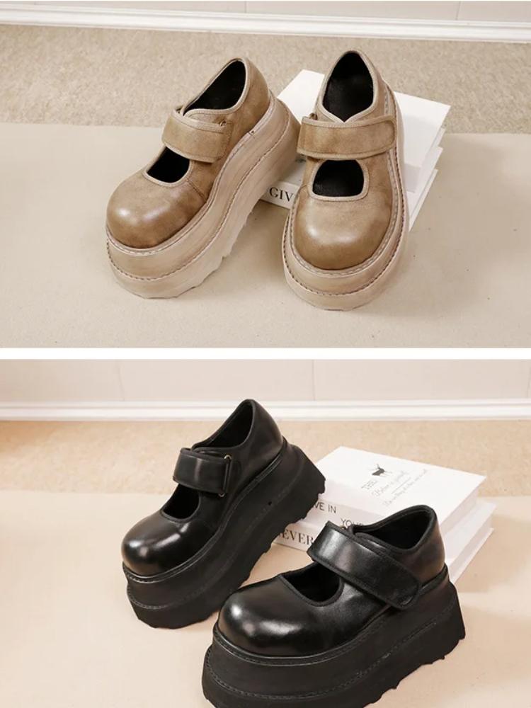 Johnature Туфли из натуральной кожи на толстой подошве 7 см, винтажные универсальные женские туфли на плоской платформе