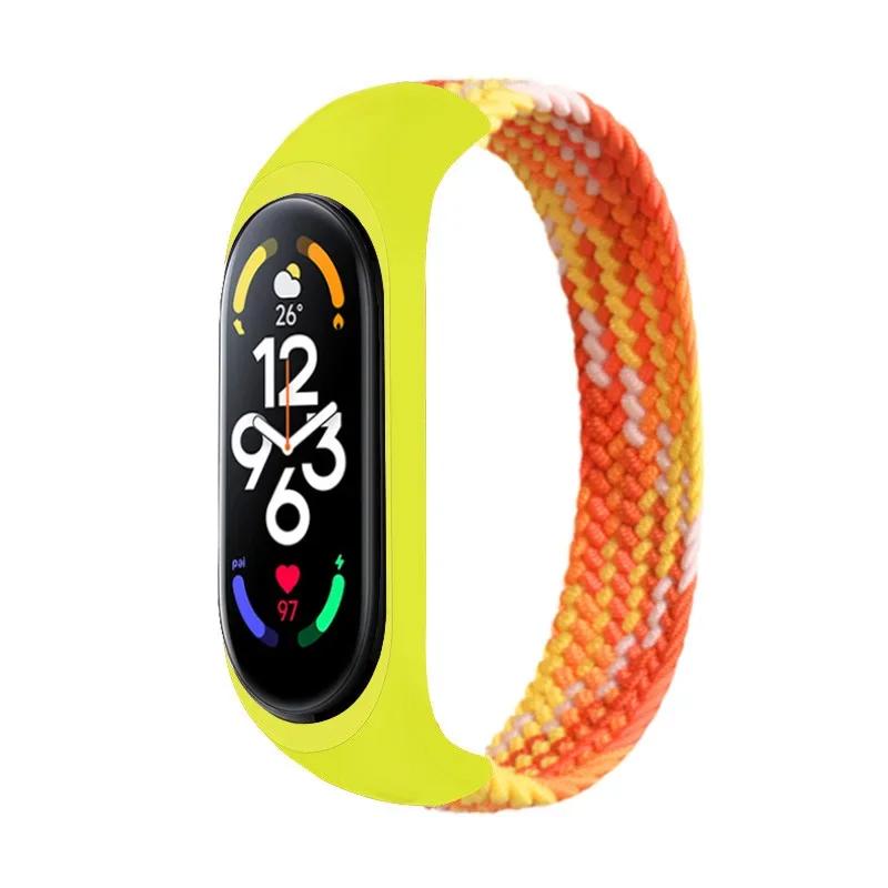 Браслет для Xiaomi Mi band 6 7 Ремешок Нейлоновый плетеный solo loop pulseira браслет Miband5 Ремешок на запястье ремешок Mi band 5 4 3 6 correa