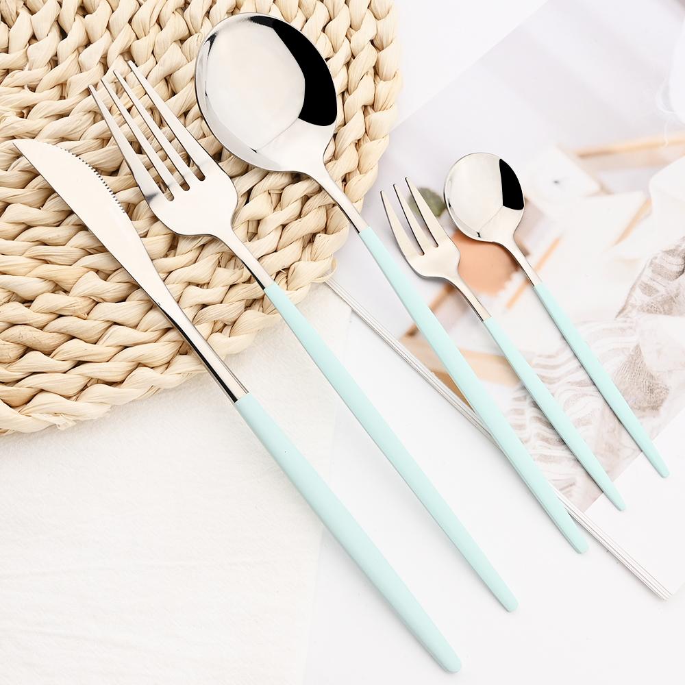 5 шт., черный набор столовых приборов, нож, вилка для торта, кофейная ложка, столовая посуда, столовые приборы из нержавеющей стали, столовые приборы в западном стиле, кухонное серебро