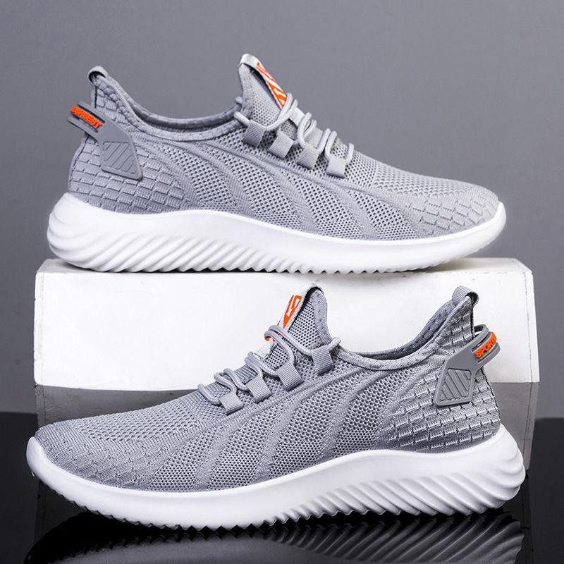 Men's Fly-woven Sports Shoes Fashion Trendy Shoes Simple Solid Color Casual Shoes Trend Comfortable Running Men's Shoes