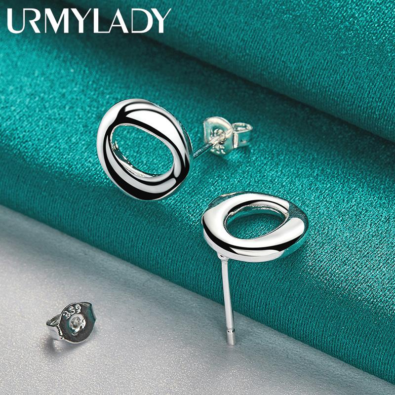 Серьги-гвоздики в форме круга из стерлингового серебра 925 пробы для женщин, модные ювелирные изделия