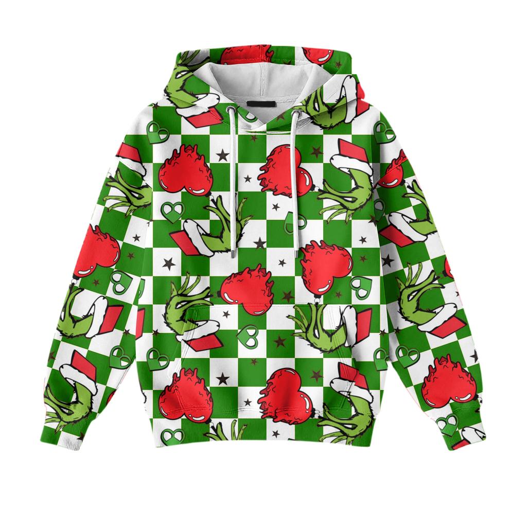 Ladies' Loose And Comfortable Drawstring V-neck Long Sleeved Christmas Printed Sweatshirt