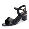 2024 Summer High Heels Sandals Women Heeled Shoes Elegant Ladies Party Shoes Black White Square Heel 7cm Plus Size 42 A4368