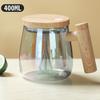 Automatic Self-Stirring Coffee Mug with Wooden Handle One-Key Start Electric High-Speed Stirring Cup with Lid