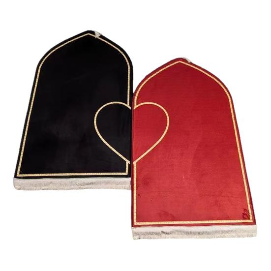2Pcs/Set Islamic Prayer Mat Couples Flannel Prayer Rug Heart Patterned Floor Mat Islamic Gifts for Ramadan Eid Hajj Valentine's Day
