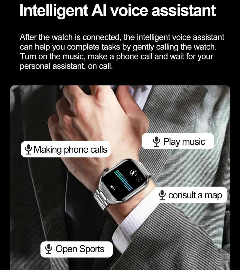 Умные часы ECG+PPG с функцией звонков по BT, push-уведомлениями, физическим обследованием, монитором здоровья, артериального давления, мочевой кислоты, кислорода в крови, спортивные умные часы