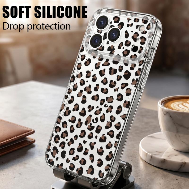 Золотой чехол с принтом леопарда для iPhone 18 Pro Max iPhone 17 16 15 14 13 Pro Max 17E 16E Ударопрочный прозрачный мягкий силиконовый чехол
