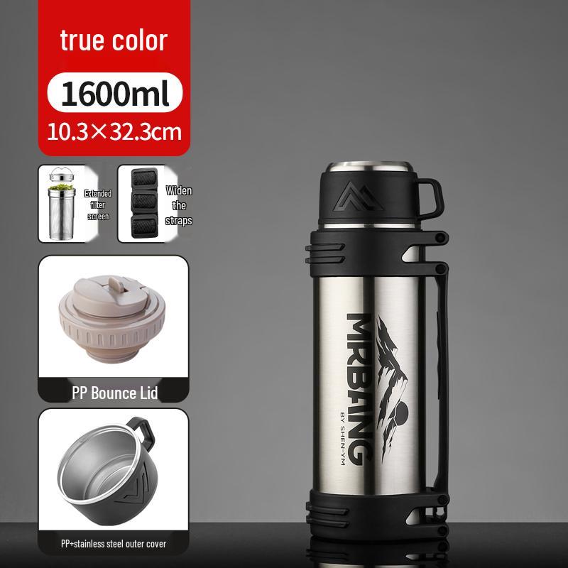 316 Stainless Steel Thermos Flask - Large Capacity, Portable Hot Water Bottle for Men and Women, Ideal for Construction Site or Home Use.