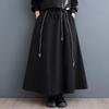 Черная хлопковая винтажная длинная юбка больших размеров с высокой талией, весна-осень-лето, повседневная свободная длинная женская юбка