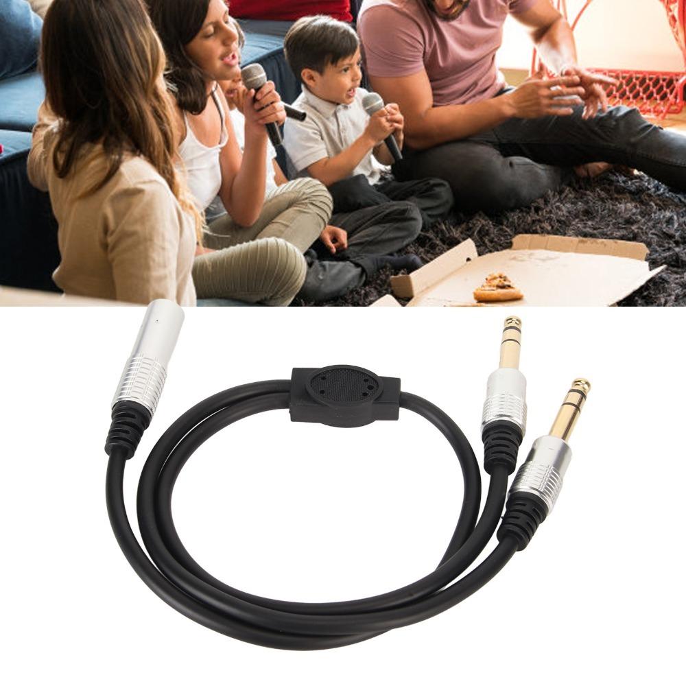 1.6ft 6.35mm Female to 2 Male Cable Plug and Play Speaker Y Extension Cable Audio Equipment