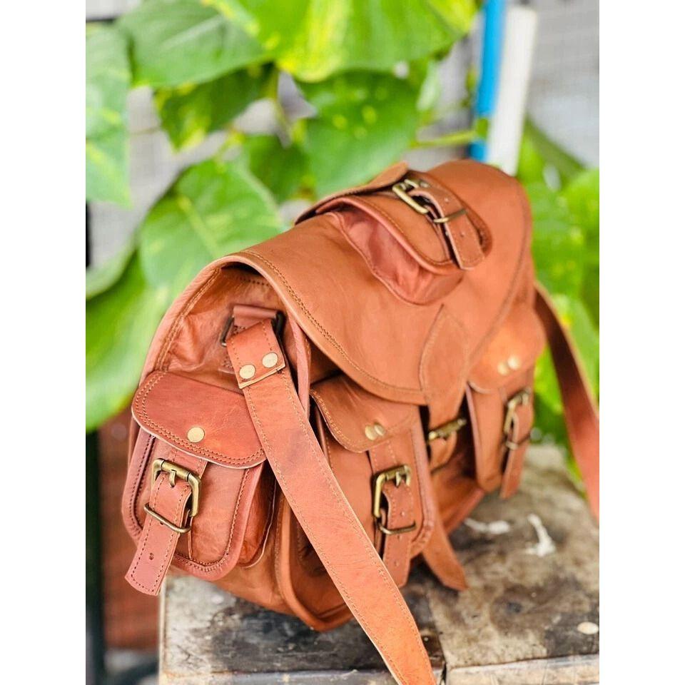 Leather Messenger Bag Goat Satchel Brown Shoulder Real Women's New Genuine