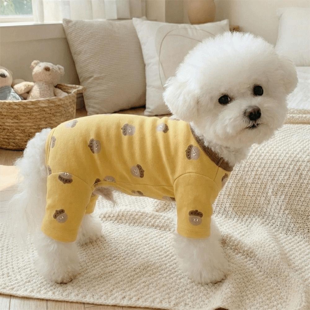 Cartoon Printed Dog Base Coat Warm Dog Jumpsuit Cute Dog Home Clothing Casual Wear