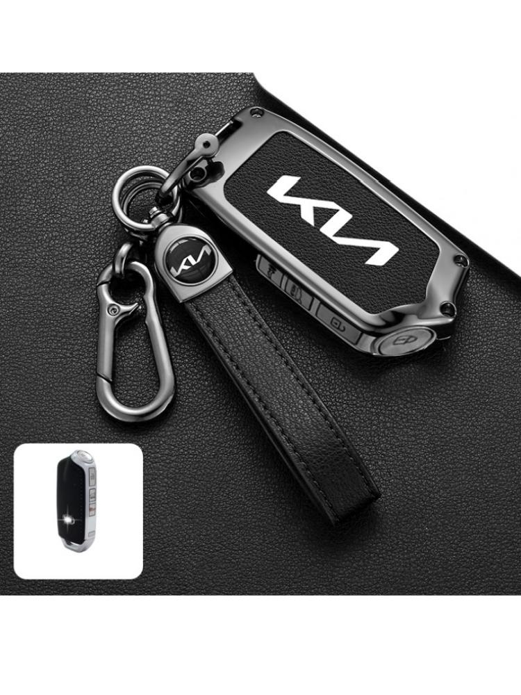 Zinc Alloy Leather Car Smart Key Case Cover Keyless Shell For Kia KN Stinger GT Elite K9 Auto Interior AccessoriesEY1