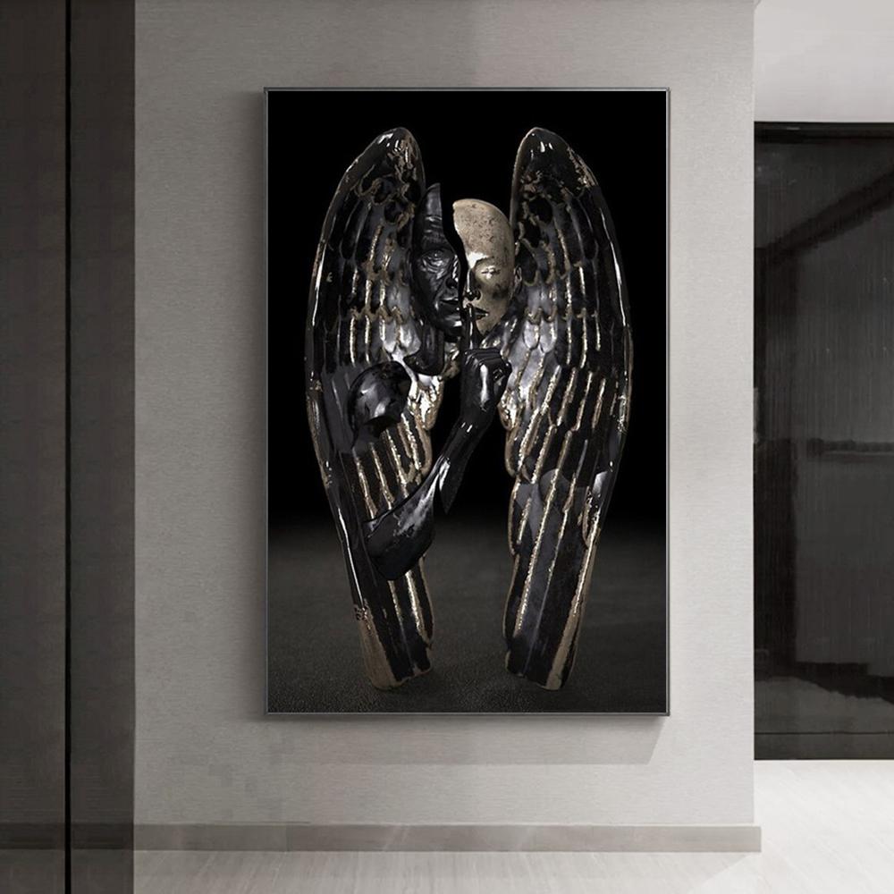 Абстрактная металлическая фигура, скульптура, настенный художественный постер, современный минималистский поцелуй, статуя, фреска, украшение комнаты, холст, живопись, Куадрос