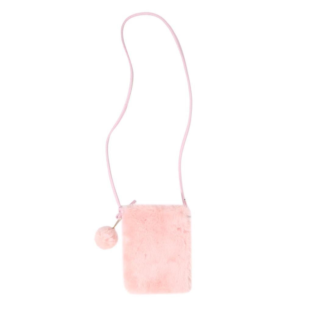 Женская плюшевая сумка через плечо однотонная, сумки для мобильного телефона, универсальные мини-кошельки, модные сумки на плечо, осенне-зимний кошелек для монет