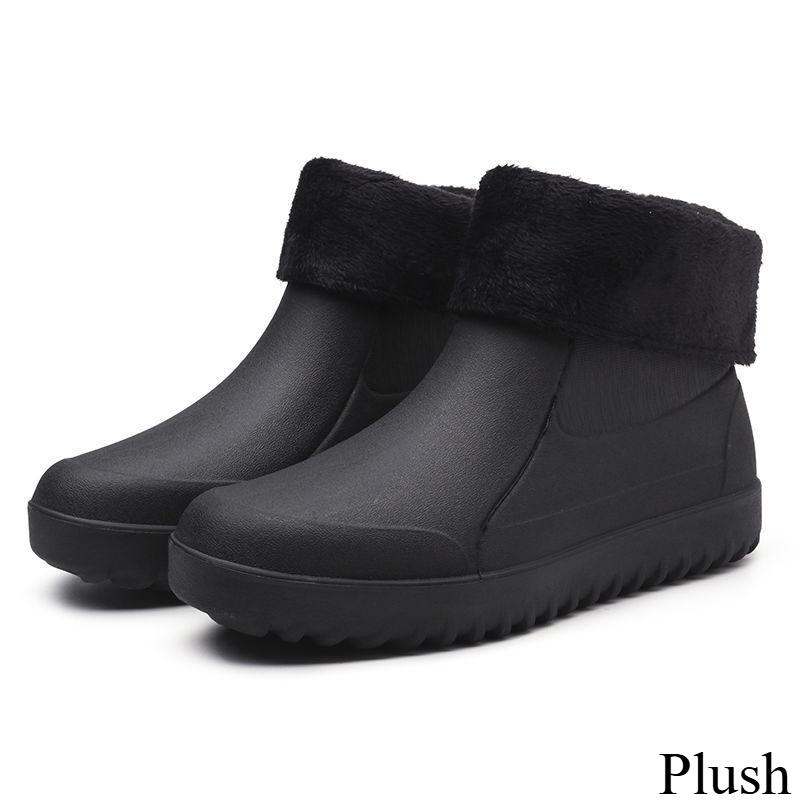 Мужские и женские резиновые сапоги с коротким голенищем, водная обувь, нескользящие, износостойкие, с плюшевой подкладкой, водонепроницаемые, теплые, для рыбалки, рабочая обувь