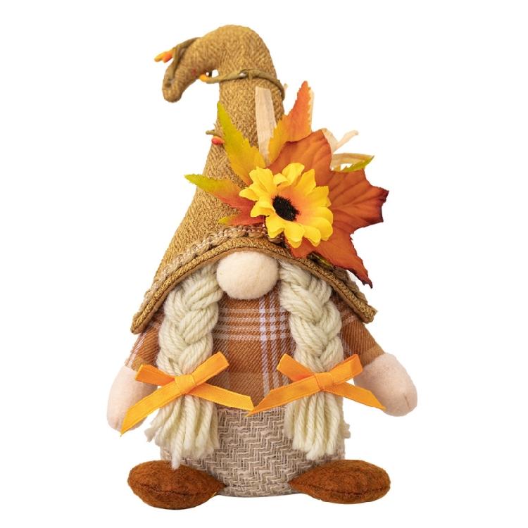 Stylish Thanksgiving Theme Standing Doll Unique Fall Season Bendable Hat Gnome Figure Table Ornament for Thanksgiving