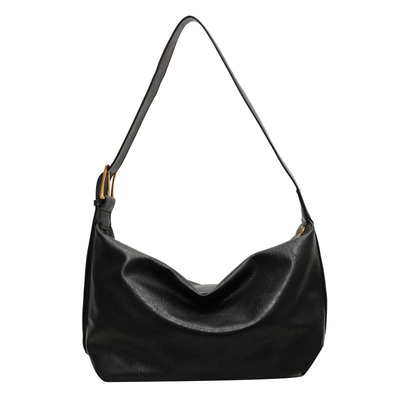 Women's Soft Monochromatic Shoulder Bag Zipped Bags Large Capacity High Quality Interior Compartment Fashionable