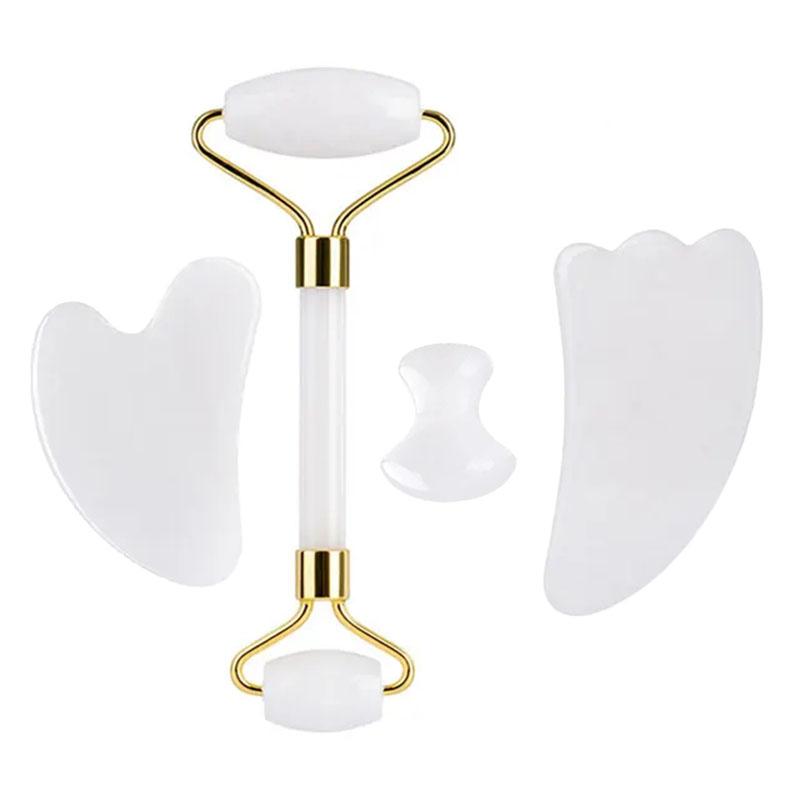 2/3/4pcs Natural Rose Quartz Obsidian Jade Roller Gua Sha Stone Set Gouache Scraper Facial Lifting Anti-Wrinkle Skin Care Tools