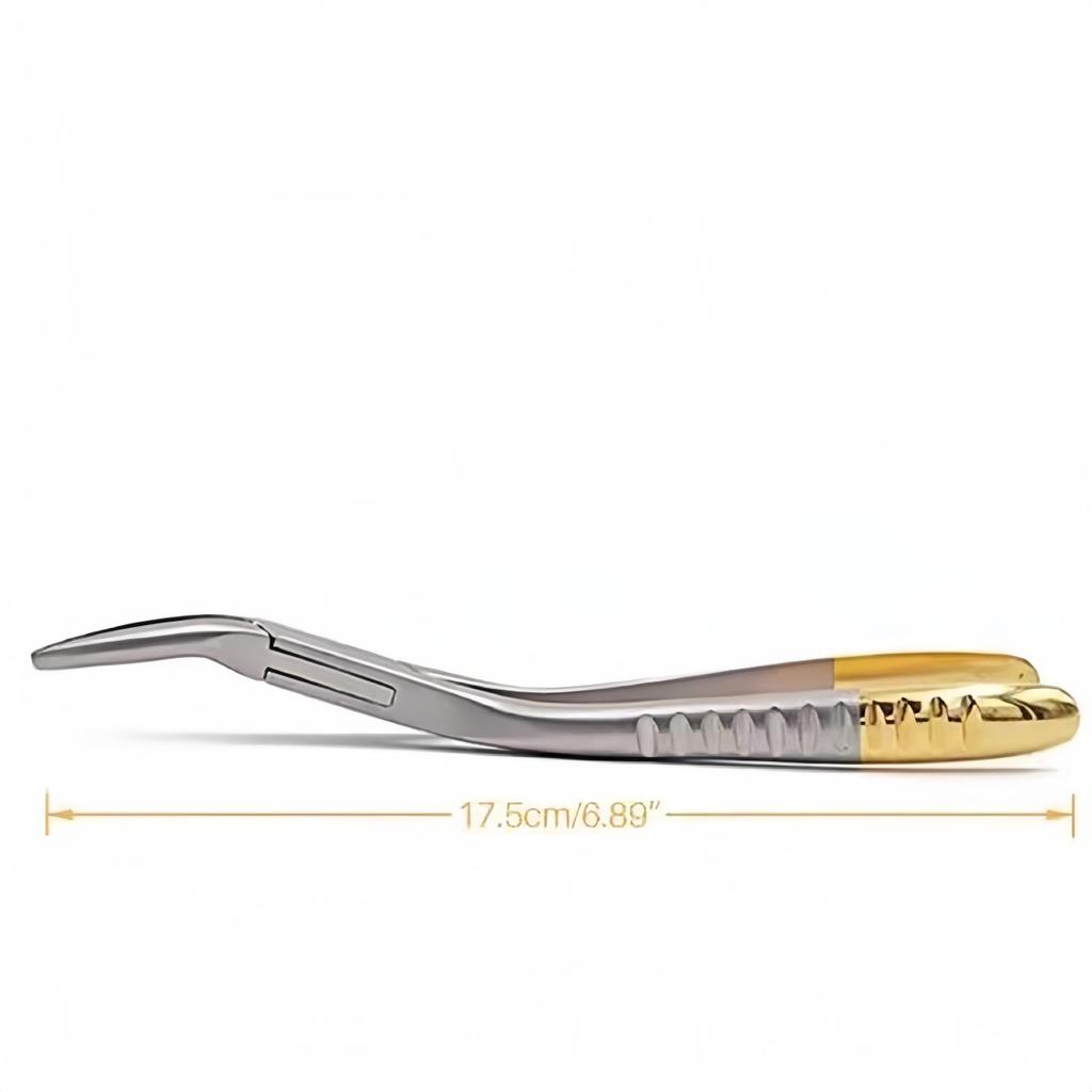 1Pc Dental Root Fragment Extraction Forceps Stainless Steel Curved Beak Serrated Maxillary Mandibular Autoclavable Dental Tool