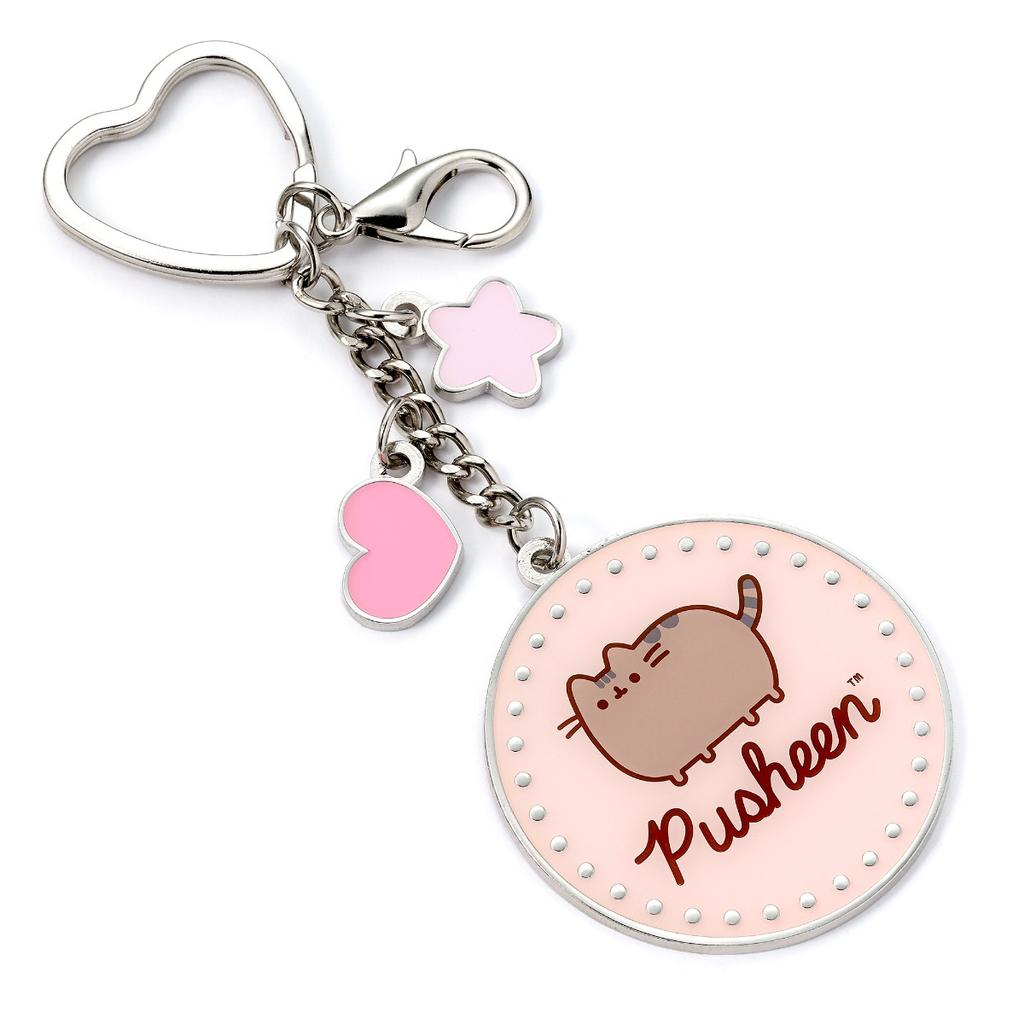 Pusheen the Cat Pink name Keyring with mini Charms