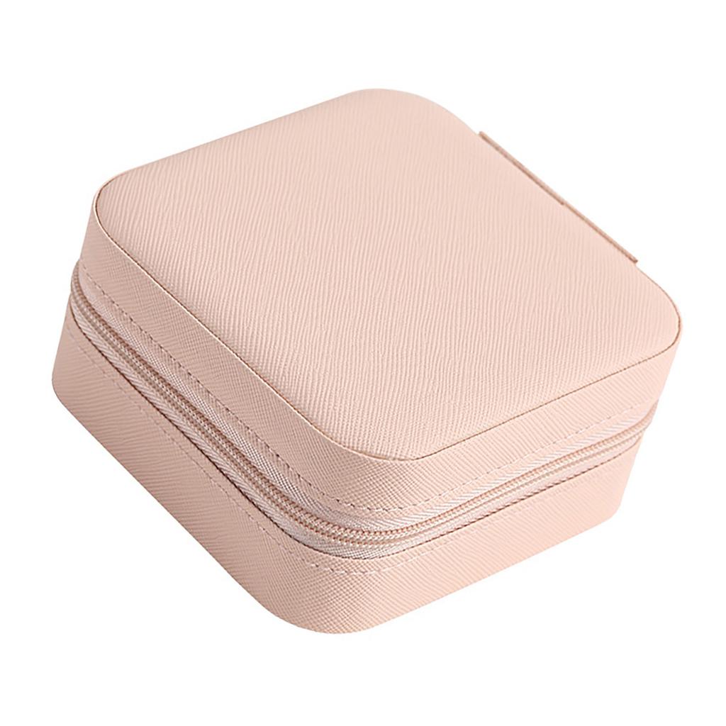 Portable Jewelry Storage Box with Zipper PU Leather Holder Case for Earrings Necklace Rings Jewelry Box