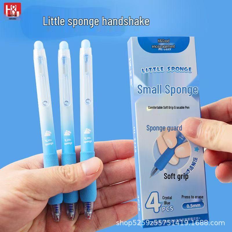 Высококачественная черная стираемая ручка-кнопка Black Magic - 0,5 мм, термоисчезающие чернила, губчатый чехол с мотивирующей надписью, идеально подходит для студентов