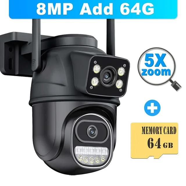 12MP 6K Wifi видеонаблюдение наружное три объектива 8-кратный зум PTZ безопасность обнаружение движения интеллектуальная камера видеонаблюдения Icsee IP Cam