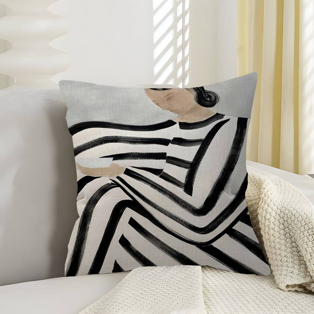 Abstract Line Geometry Curve Girl Personalized picture text home decorative pillows Household Gifts xcm