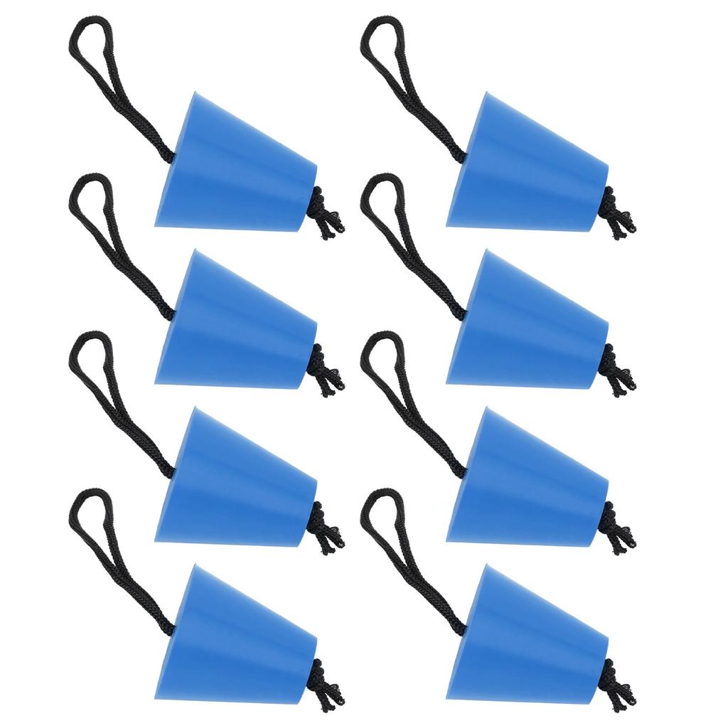 8Pcs Set Kayak Scupper Plug Silicone Drain Hole Bung Stopper with Lanyard for CanoeBlue