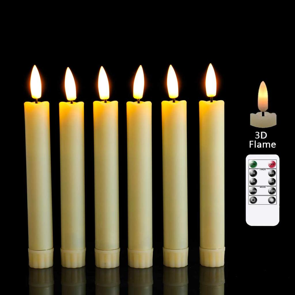 3 or 6 Pieces Short Or Long Flameless Wedding Decorative Taper Candles,6.5 /10 Inch Battery Powered Christmas Home Decoration