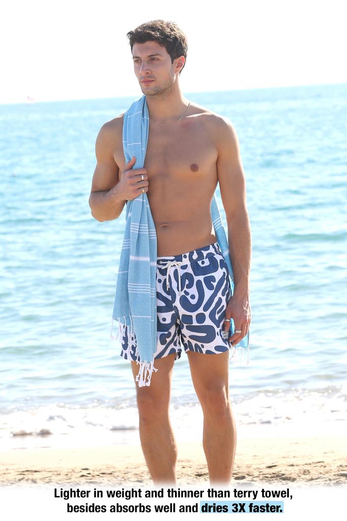 EVELYNEN Бирюзовое турецкое банное и пляжное полотенце - Набор из 4 штук - 90*180 см, быстросохнущее, легкое, компактное, для бассейна - Спа - Тренажерный зал - Традиционное