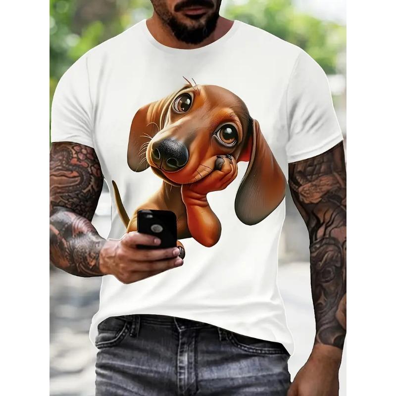 White funny men's T-shirt cartoon 3D printing summer casual short sleeved pullover fashionable T-shirt outdoor men's clothing