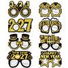 8 Pcs 2027 Happy New Year Party Paper Glasses Black Gold Birthday Party Decoration Photo Prop
