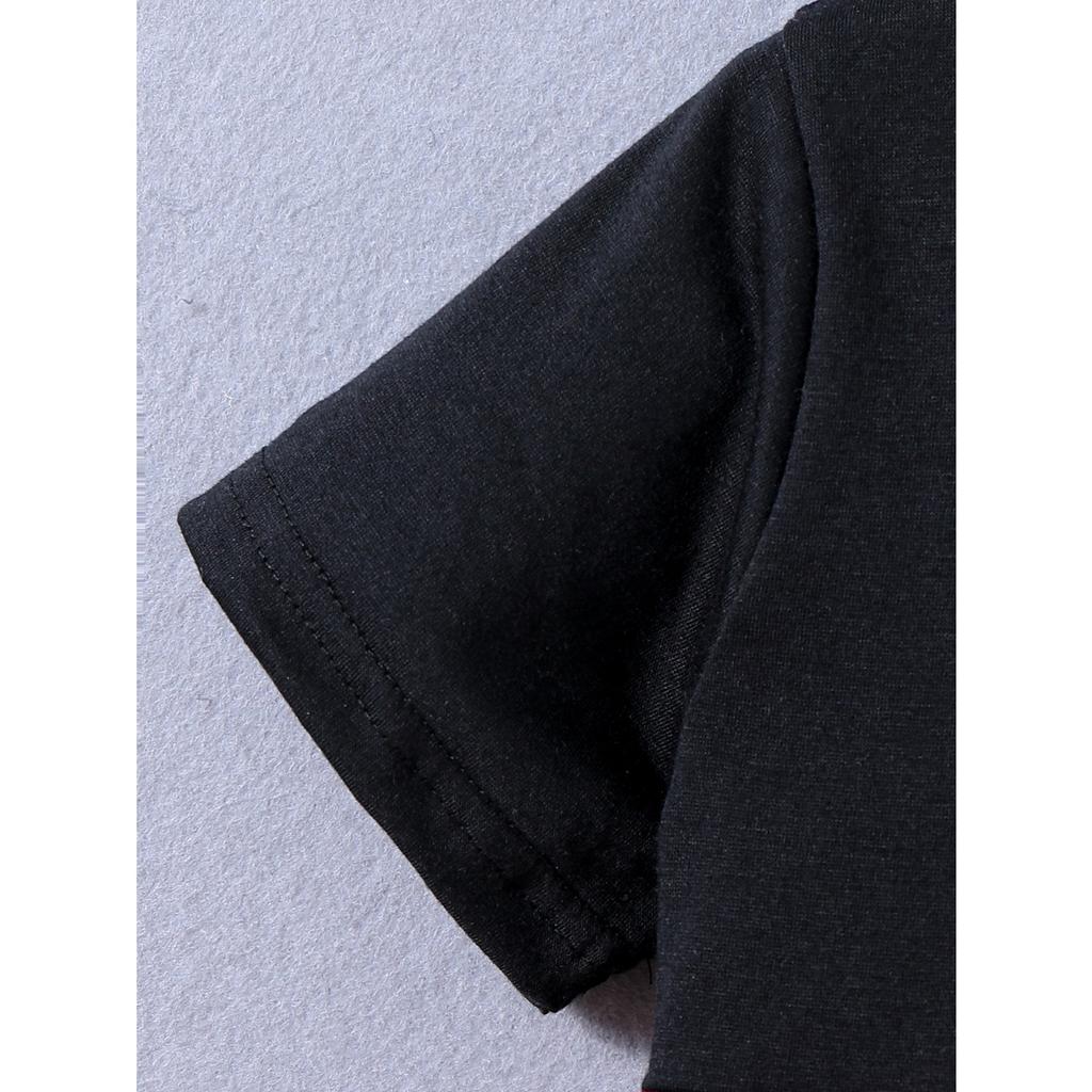 Directional Hot-Selling Boys' Patchwork Color Letter Print Loose Short-Sleeved Shorts Suit Casual Style