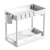 2 Tier Organizer Sliding Cabinet Basket Organizer Storage Rack With Hooks Hanging Cup Bathroom Kitchen Organizer Under Sink