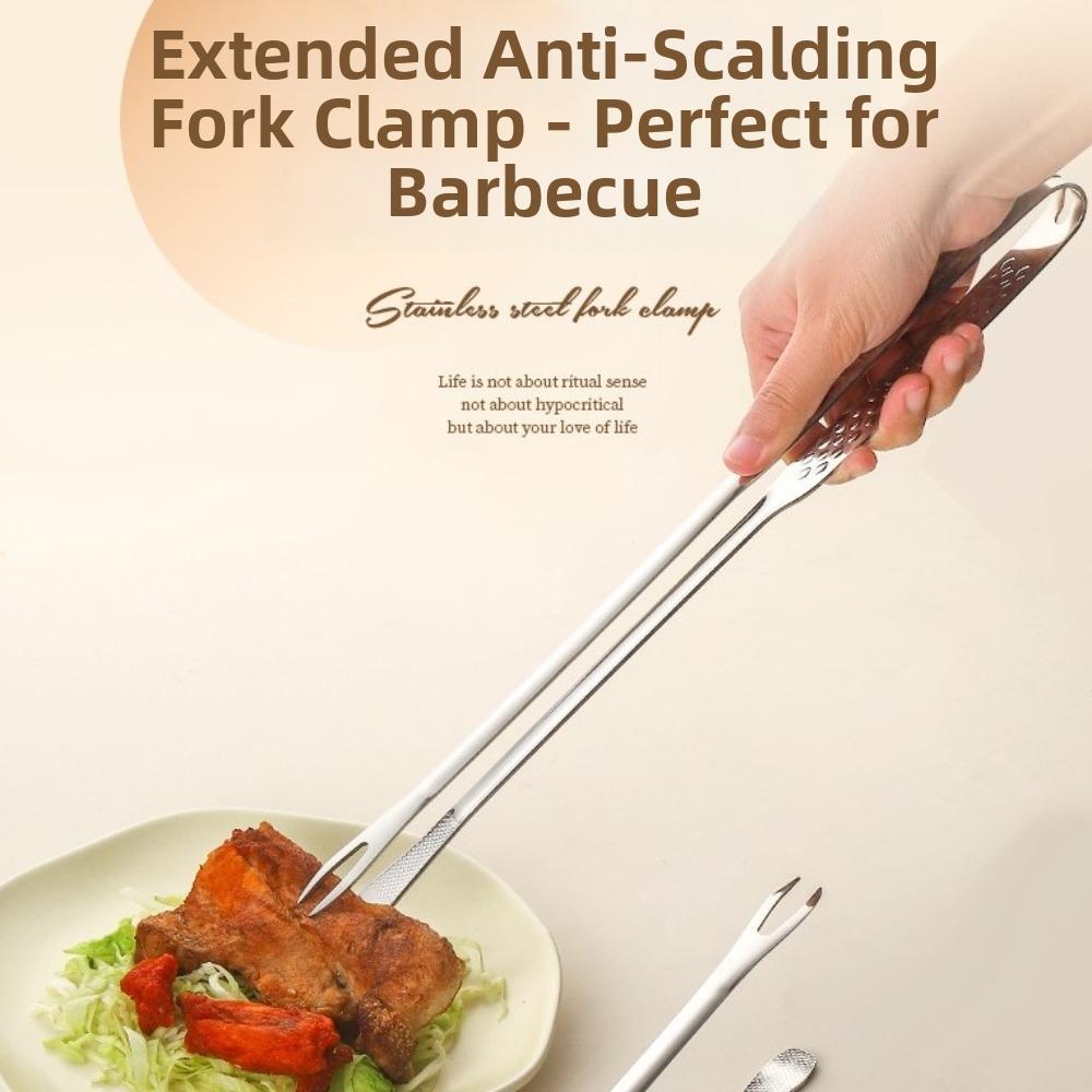 Heat Resistant Long Handle Grill Tongs Non-Slip Kitchen Tongs Barbecue Tongs  Barbecue
