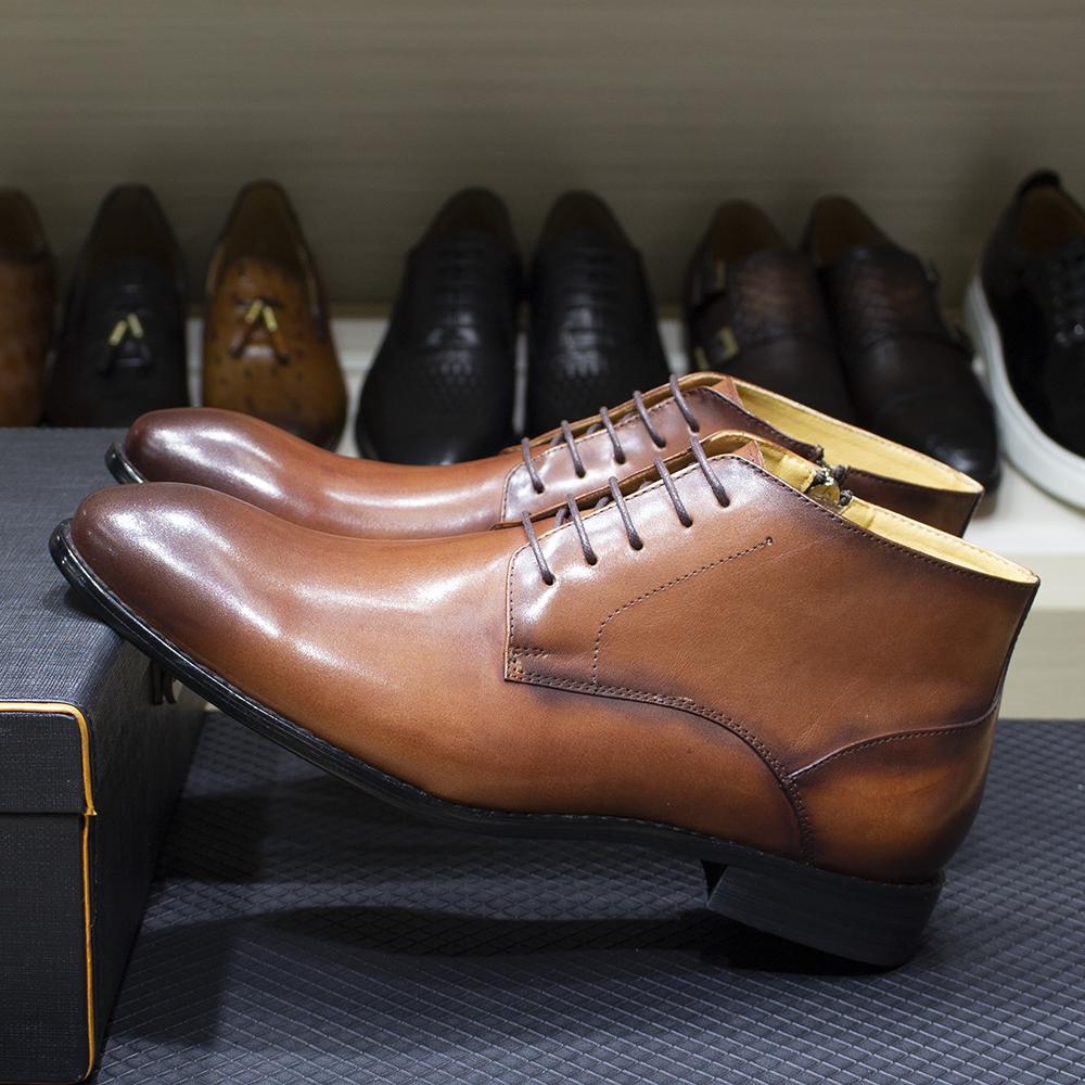 Модная роскошная мужская обувь из натуральной кожи до щиколотки, мужские туфли дерби с гладким носком на молнии, ручной работы, на шнуровке, офисные, формальные, базовые ботинки для мужчин