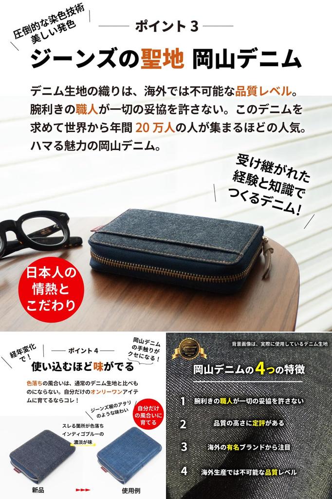 Чехол для карт, держатель для карт Okayama Denim, защита от скимминга, большая емкость, цвет индиго, синий [Need Network] для мужчин