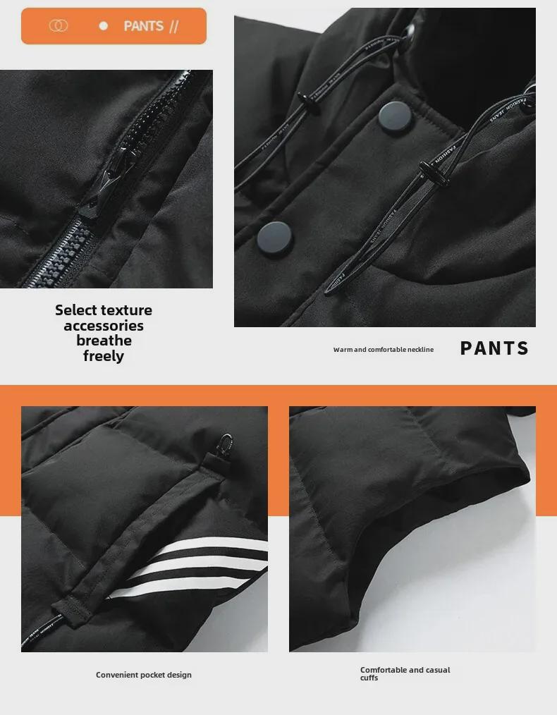 Мужской зимний жилет Slim Fit с капюшоном — большой размер, молодежный стиль, универсальный жилет с дизайном из трех полосок.