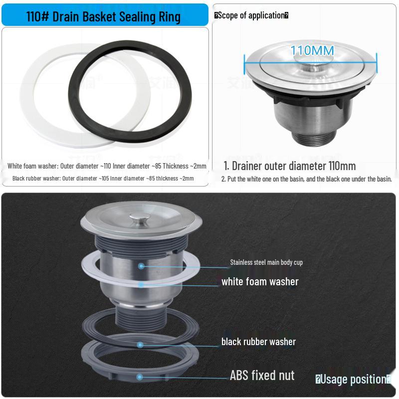 Резиновое уплотнительное кольцо для кухонной мойки для прокладки сливной трубы