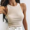 Rib Knit Green Women's Tank Top Summer Casual Basic Skinny Vest Sleeveless White Off Shoulder Y2K Sexy Woman Crop Top