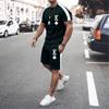 Men's Sportswear Solid Color Letter K Printing O-neck T-shirt Suit Summer Fashion Outdoor Leisure Sports Shorts Suit 2-piece Set