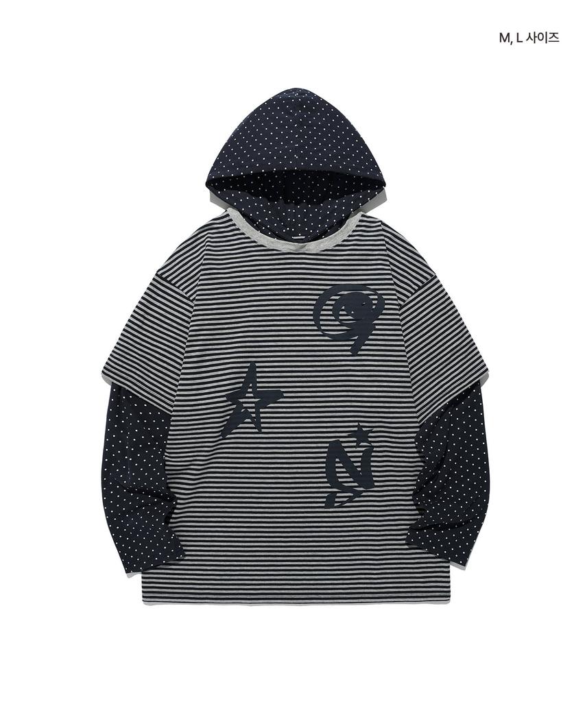 ISTKUNST X9090 9Star Layerd Hood Ls Tee_Navy(Ik2Ffmt555B)