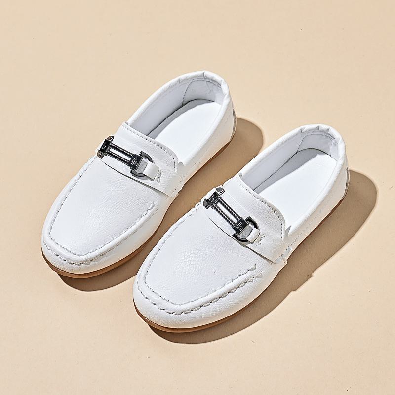 Boys' 2024 Spring/Autumn Soft Sole Leather Shoes for Kids - Shallow Mouth Casual One-Step Toe Shoes for Middle/Large Children