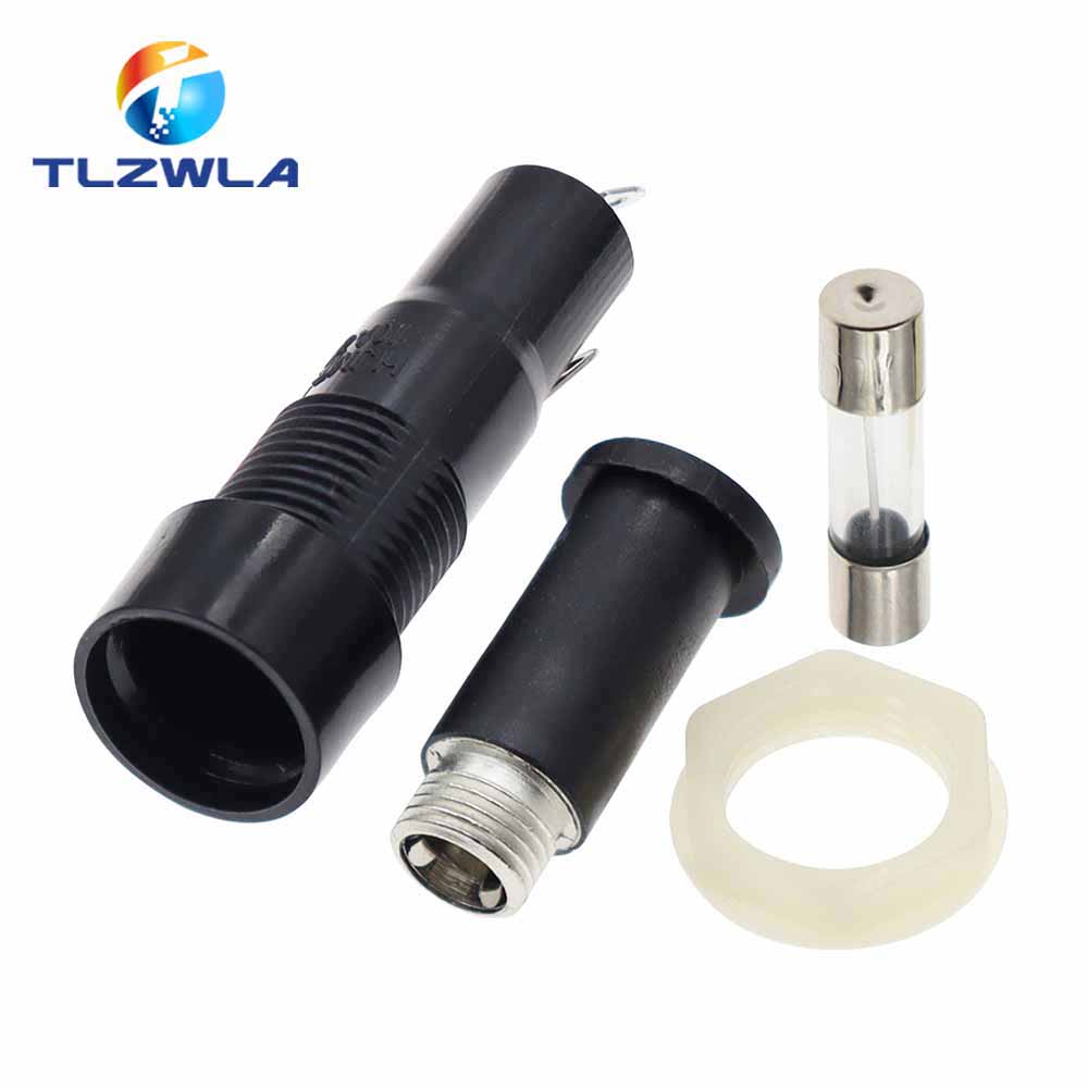 5PCS 5*20mm Glass Fuse Holders 5x20MM Black Insurance Tube Socket Fuse Holder for 5*20 insurance Panel Mount Fuse Holder MF-527 Fuse Holders1