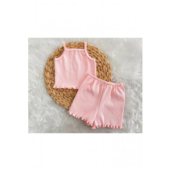 Розовый укороченный комплект для девочек
