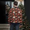 Men's Christmas Cotton Pullover Long Sleeve Outdoor Shirt Vintage Corduroy Button Stand Collar Shirt Casual Sweatshirt Christmas Print Top