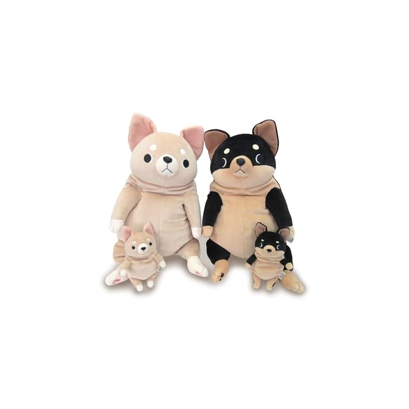 Morisaka Global Mochi Chihuahua Large Black 22 x 22 x 30cm Chihuahua Plush Toy, Soothing, Soft and Squishy, Cute Animal, Mochi Series MOCI-0350B